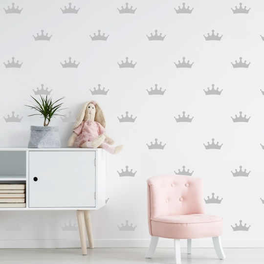 Wall Stickers For Nursery-kids Room Crowns Set Of 24pcs. - Dark Grey
