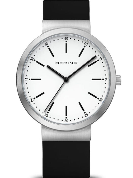 Bering Time Ανδρικό Ρολόι Μπαταρίας με Μαύρο Καουτσούκ Λουράκι