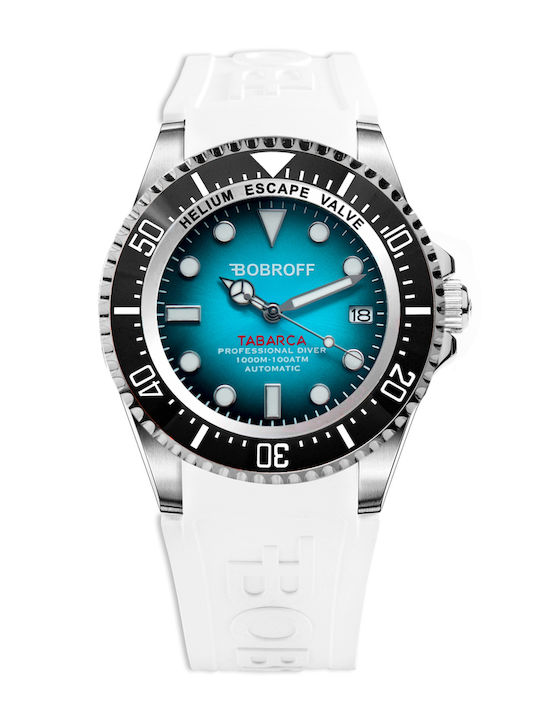 Bobroff Men's Watch 44mm Automatic with White Rubber Strap