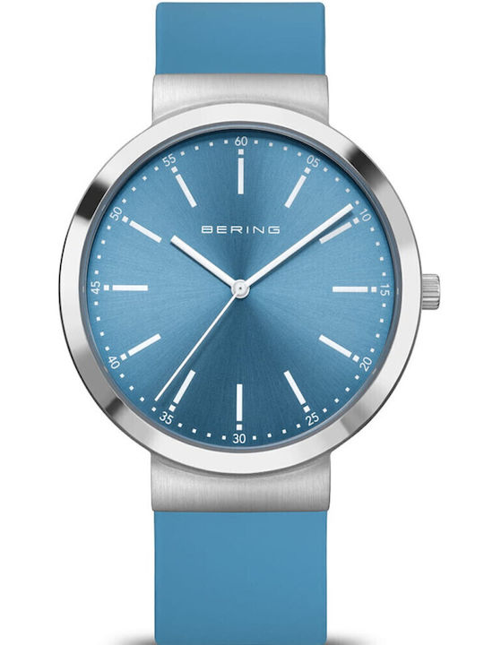 Bering Time Γυναικείο Ρολόι 41mm Μπαταρίας με Τιρκουάζ Καουτσούκ Λουράκι