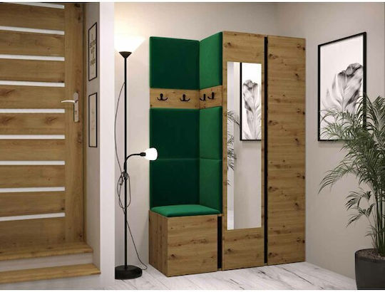 Hartford 350 Entry Furniture with Mirror & Hanger Μαύρο, Artisan Βελανιδιά 116x44x186cm