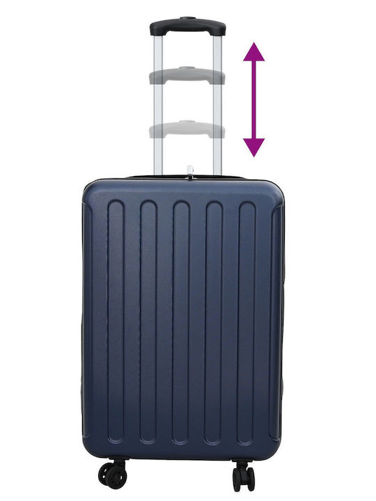 vidaXL Medium Hard Travel Suitcase Dark Blue with 4 Wheels Height 66cm