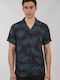 Short-sleeved Cotton Shirt Floral Black