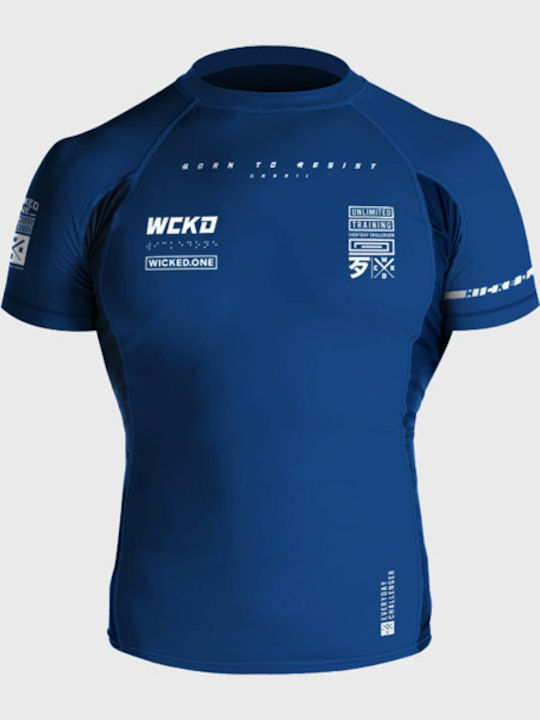 Wicked1 Ανδρική Κοντομάνικη Μπλούζα WK-FRA-TC-BL-XS για Jiu-Jitsu Μπλε