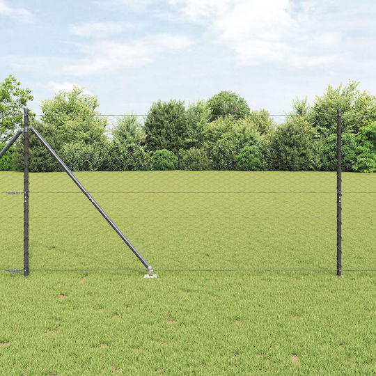 Hexagon Fence Vidaxl Grey 1.4x50 M Steel Stylized Posts Vidaxl Spikes 13 Pcs 32 Mm 160cm Galvanized Steel Grey