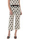Women's High Rise Fabric Capri Trousers in Ecru-Black 53-5082-559-Black