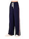 Women's Fabric Trousers with Elastic in Regular Fit Navy, Dark Blue