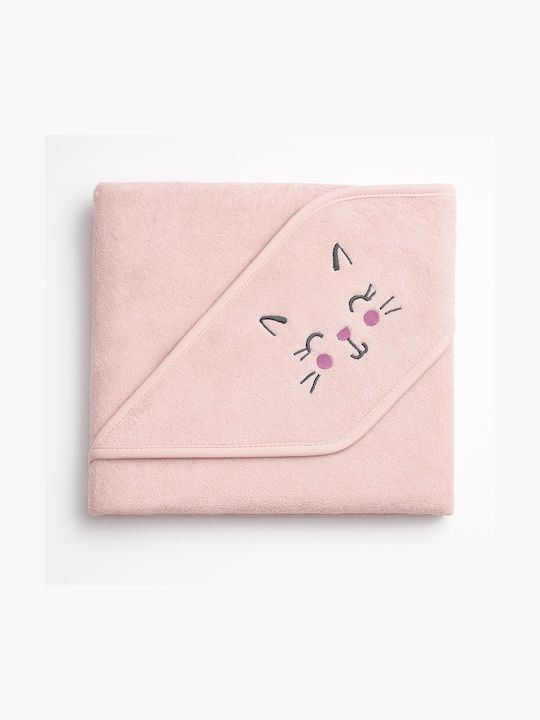 Beboulino Baby Hooded Bath Towel Pink 75x75cm
