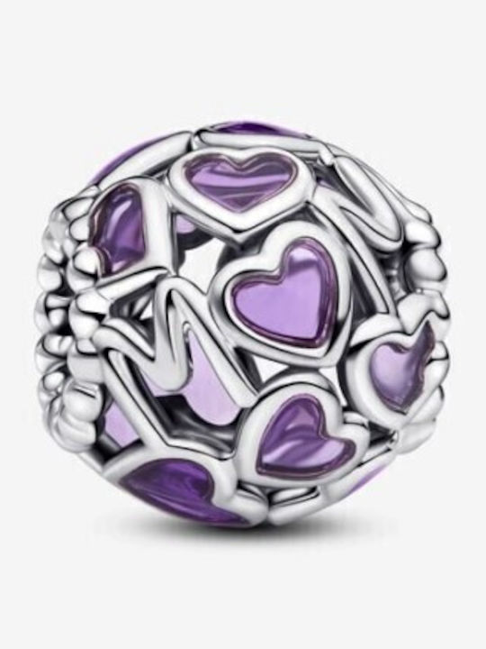 Pandora Charm Сърце от Сребро Лилав