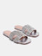 Women's Flat Sandals in Silver Color