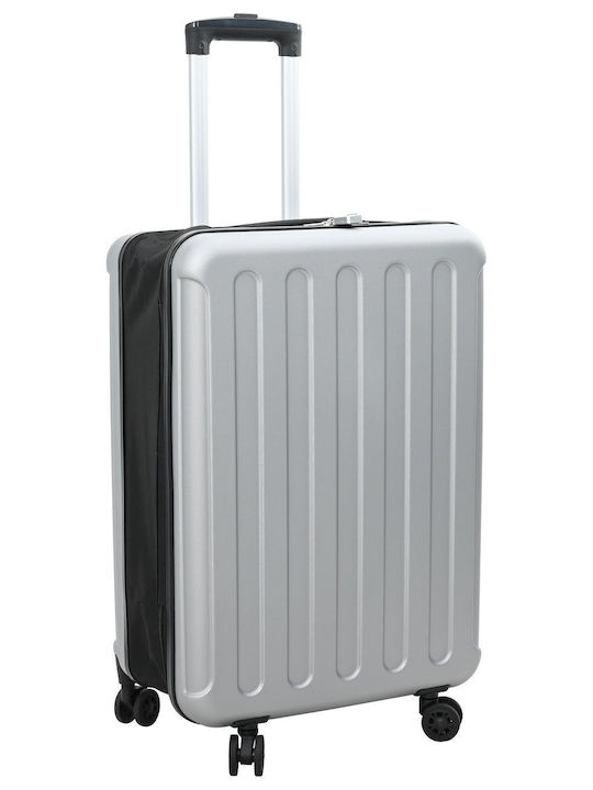 vidaXL Mittlere Hartkoffer Silber mit 4 Räder Höhe 66cm
