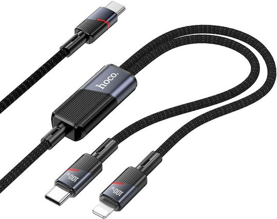 Hoco Cable 2in1 Type C To Type C + Lightning 5a 100w U139 1,2 M Black