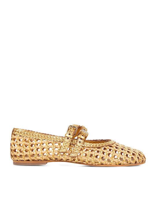 Pantofi balerini pentru femei in Auriu Culori 47001