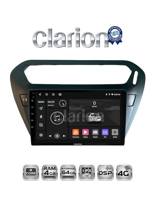 Clarion Sistem Audio Auto pentru Peugeot 301 Citroen C-Elysee 2012-2018 (Bluetooth/USB/WiFi/GPS/Apple-Carplay/Android-Auto)