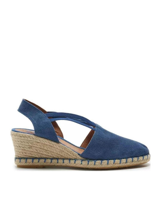 Women's Leather Platform Espadrilles Blue