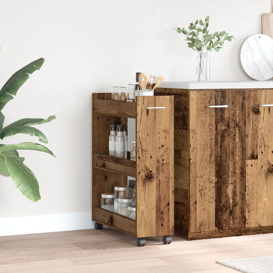 vidaXL Wooden Kitchen Trolley 3 Tiers Brown 60x22x79cm