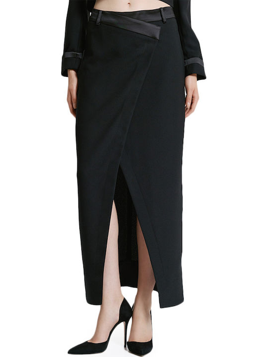 Satin High-waisted Maxi Skirt Black