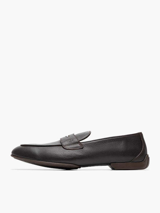 Boss Shoes Δερμάτινα Ανδρικά Loafers σε Καφέ Χρώμα