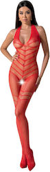Passion Bs100 Bodystocking Made High-quality Elastic Mesh Sexy One Size Red