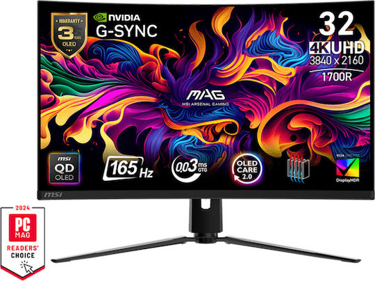 MSI MAG 321CUP QD-OLED HDR Curved Monitor 31.5" 4K 3840x2160 165Hz με Χρόνο Απόκρισης 0.03ms GTG