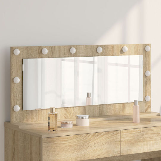 vidaXL Makeup Mirror Wall with Light 18x18cm Beige
