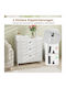 Wooden Chest of Drawers with 3 Drawers White 80x40x79cm