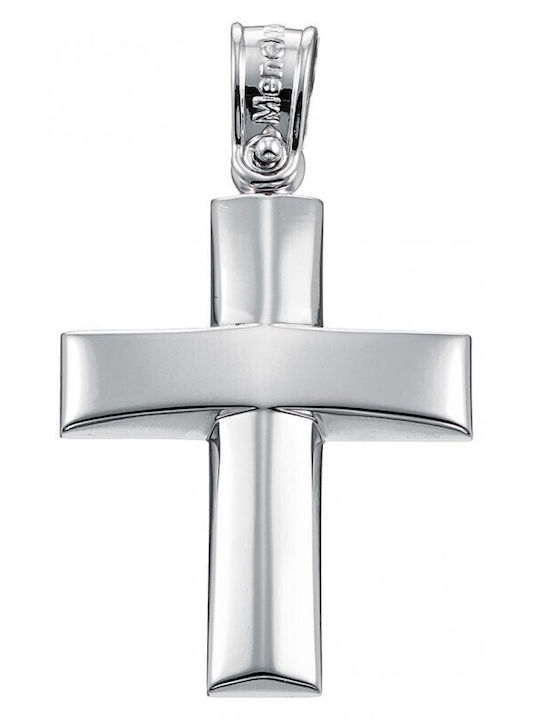 Atofio Kosmima Men's White Gold Cross 14K