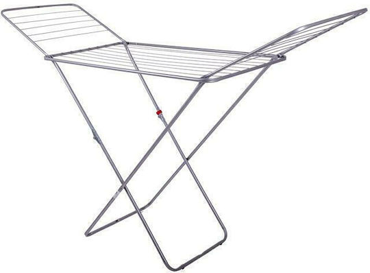 Metallic Folding Floor Clothes Drying Rack with Hanging Length 18m