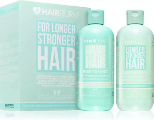 Hairburst Longer Stronger Hair Oily Scalp and Roots Hair Care Set for Reconstruction and Nourishment for Oily Hair with Shampoo and Conditioner 2 Pieces