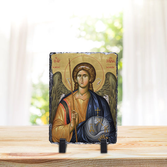 Πέτρα Αγιογραφία Αρχάγγελος Μιχαήλ-15x20cm Ορθογώνιες-ματ