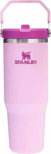 Stanley Iceflow Flip Straw Tumbler Thermos Stainless Steel BPA Free 890ml Cherry Blossom with Straw