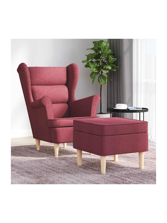 Bergère cu Puf Bordeaux, Red 74x84x100cm