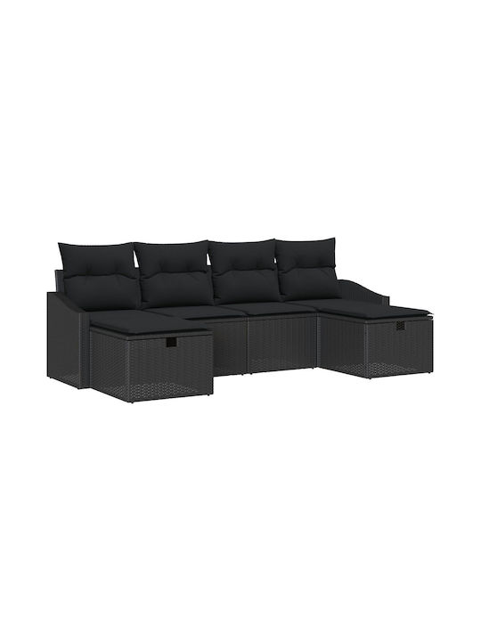 Ecksofa Außenbereich Rattan mit Kissen 55x62x69cm