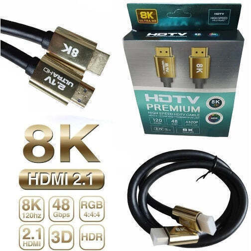 Hdtv HDMI 2.1 Ultra High Speed 48Gbps 4K 120Hz HDR VRR Cable HDMI male - HDMI male 3m Μαύρο