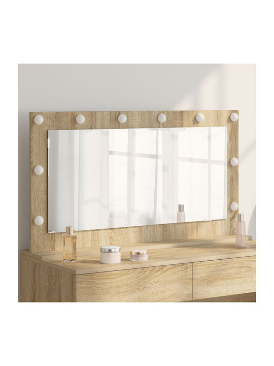 vidaXL Rechteckiger Badezimmerspiegel LED aus MDF 100x55cm Beige