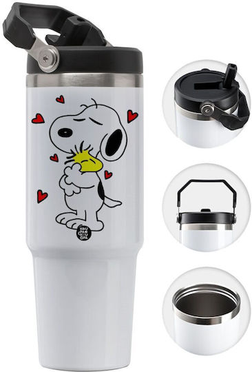 Koupakoupa Snoopy Love Μπουκάλι Θερμός Ανοξείδωτο 890ml Καφέ