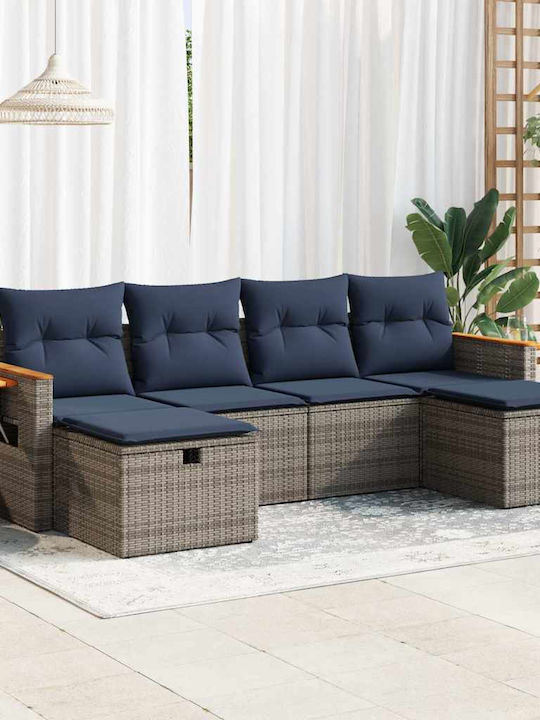 Corner Sofa Outdoor Rattan with Cushions 55x55x...