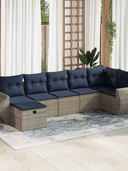 Corner Sofa Outdoor Rattan with Pillows 55x55x34cm