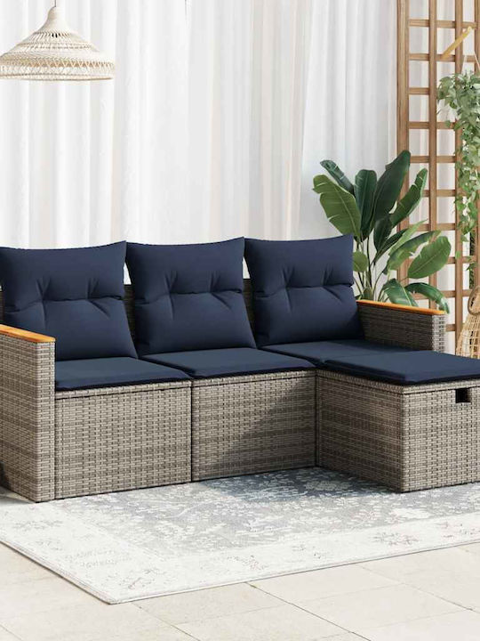 Corner Sofa Outdoor Rattan with Cushions 55x55x...