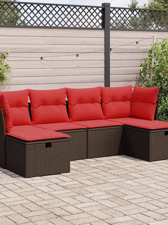 Corner Sofa Outdoor Rattan with Pillows 55x55x34cm