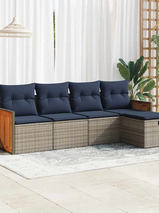 Corner Outdoor Sofa Rattan with Cushions 55x55x...