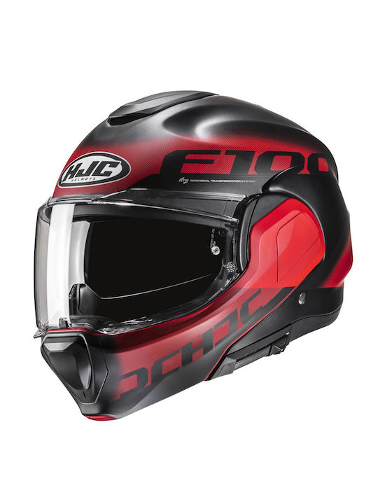 HJC F100 HETAL MC1SF Black Red Motorcycle Helme...