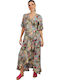 Summer Maxi Dress Wrap with Ruffle Gray