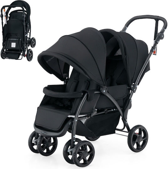 Costway Adjustable Double Stroller Suitable from 6+ Months Black 14kg