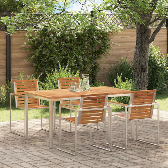 Masă Exterior Teak Cu Ramă Metalică Maro 150x90x75cm