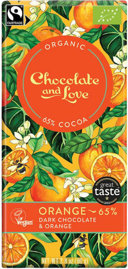 Organic Dark Chocolate Orange Vegan with 65% Cocoa 80g