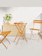 Sitting Room Outdoor Foldable Metal Table Mustard 50x50x71cm