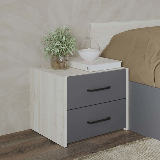 Noptiere Malmo Metalice Albe 2buc 40x50x40cm