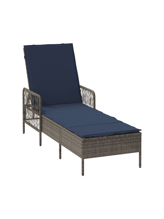Ξαπλώστρα Rattan Γκρι 157x55x92εκ.