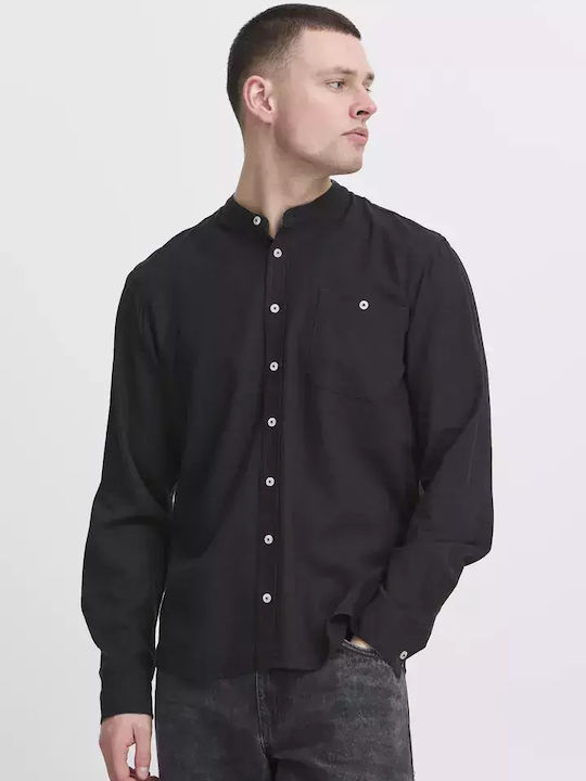 Blend Langärmlig Leinen Hemd Black